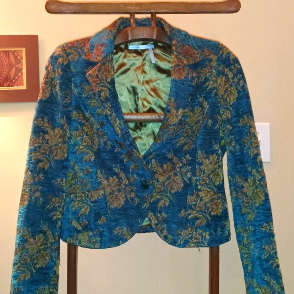 Classiques blue and gold embellished jacket.